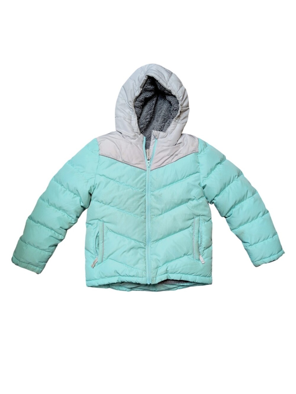 EDDIE BAUER Light Blue And Grey Sherpa Lined Winter Coat